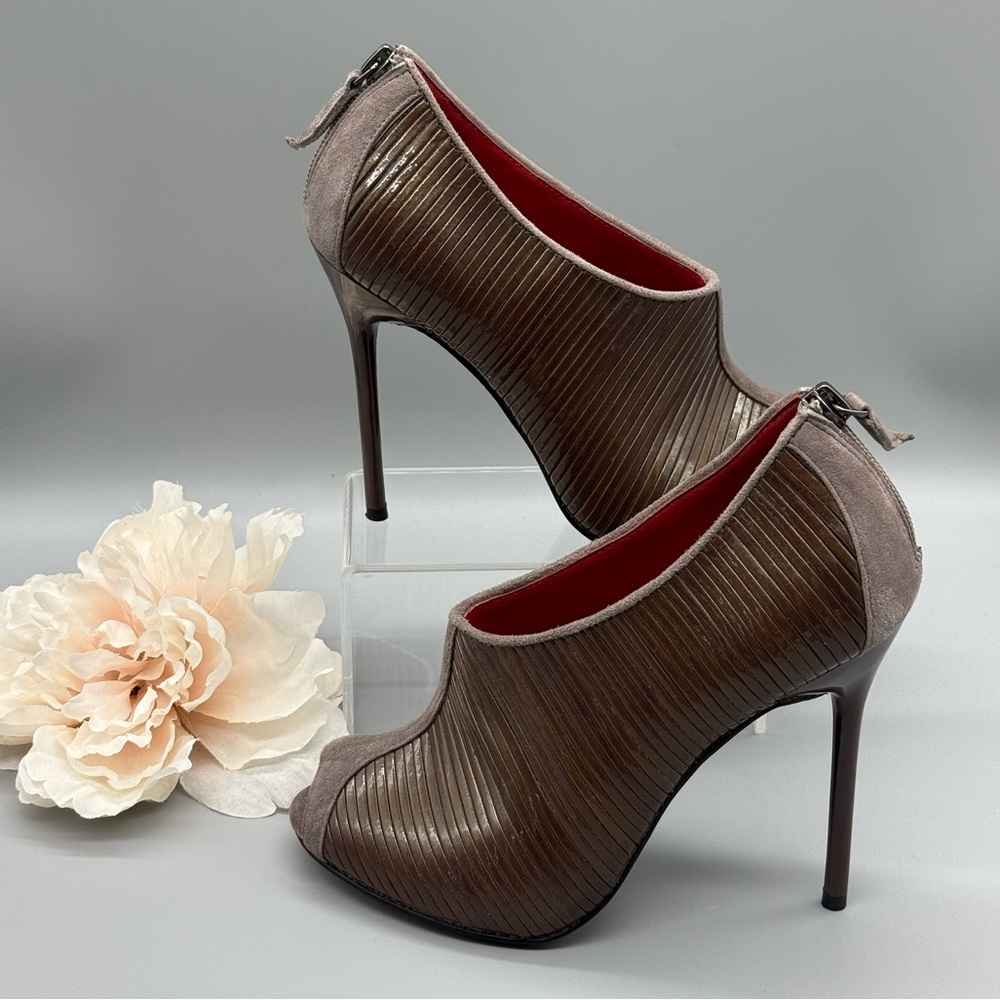 Elegant Brown Peep-Toe Booties by CHARLES JOURDAN PARIS
